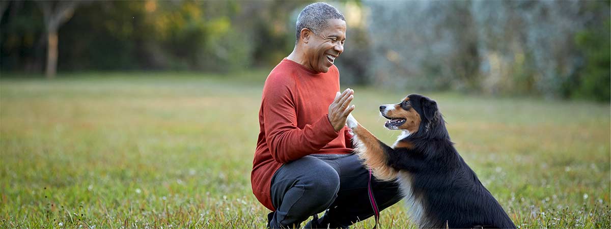 a man and a dog