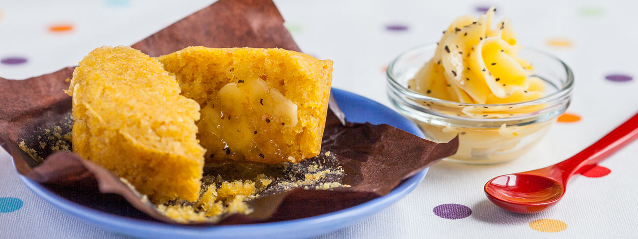 Sweet cornbread muffins with citrus honey butter